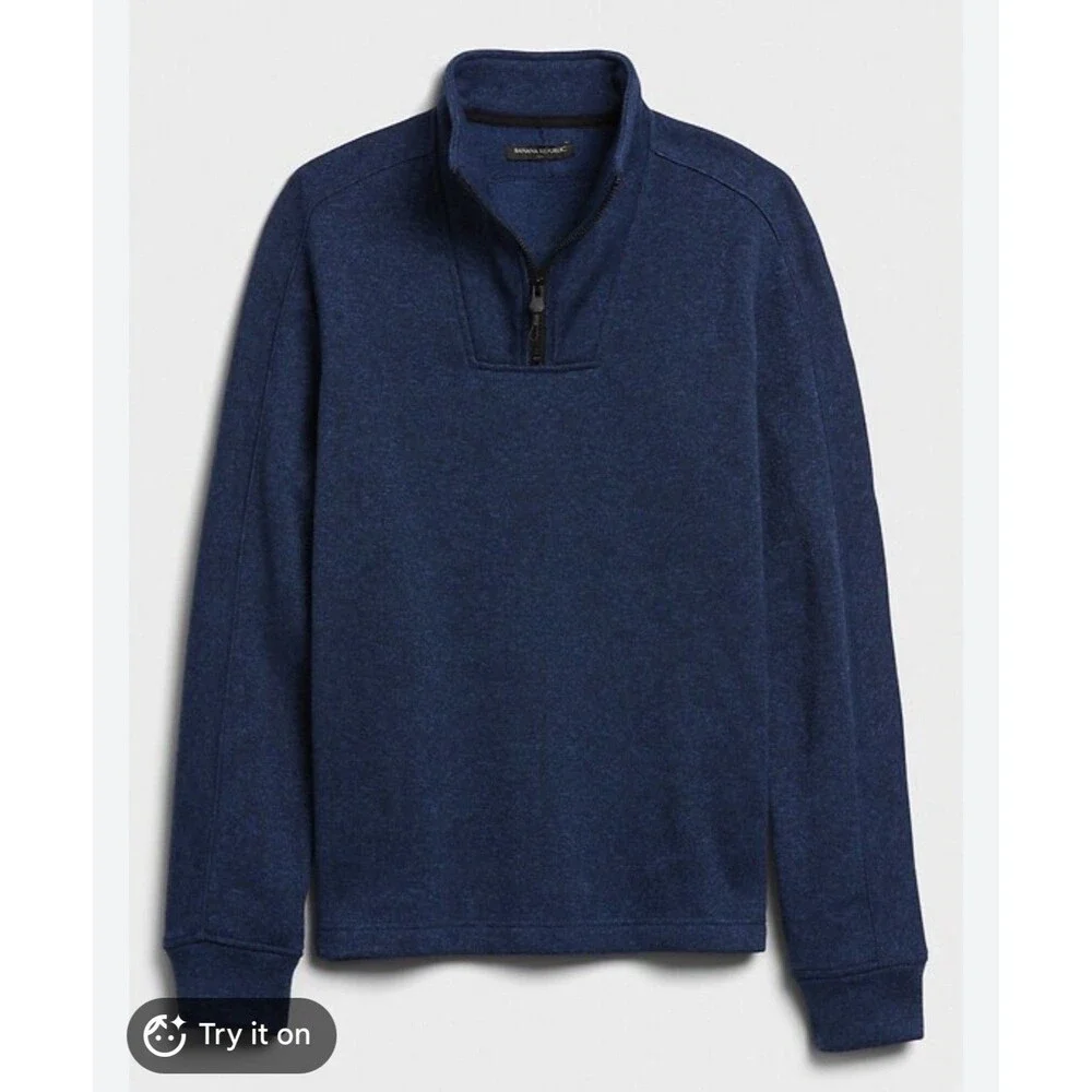Banana Republic Men's Half-Zip Pullover Sweater - Size XL Blue